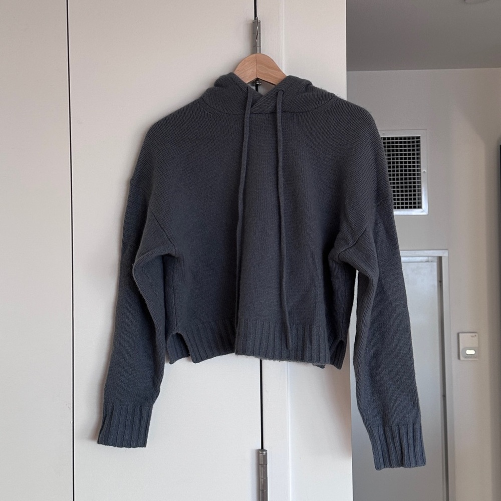 Aritzia Babaton Group Cropped Cashmere Hoodie - Dusty Blue